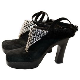 Sonia Rykiel Botines de Tacón en Ante Negro y Cristales