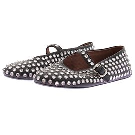 Ballerines Alaïa en cuir noir à strass