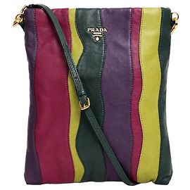 Prada Bolso bandolera de piel nappa multicolor con rayas onduladas