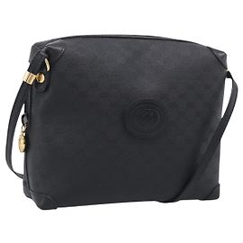 GUCCI Micro GG Shoulder Bag PVC Black Gold Tone 007 115 0093