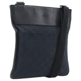 GUCCI GG Canvas Shoulder Bag Black Silver 27639