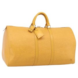 LOUIS VUITTON Epi Keepall 55 Boston Bag Yellow LV