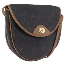 Christian Dior Honeycomb Shoulder Bag PVC Black Gold