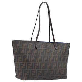 FENDI Zucca Canvas Tote Bag PVC Brown Gold Tone 8BH198