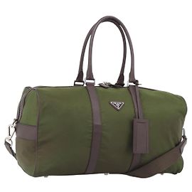 PRADA Bolsa Boston Nylon Khaki Silver