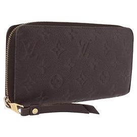 LOUIS VUITTON Monogram Empreinte Zippy Wallet Dark Brown M60548 LV
