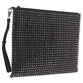 Christian Louboutin Bolsa Clutch em couro preto e prata