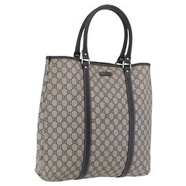 GUCCI GG Supreme Tote Bag PVC Navy Silver 223668