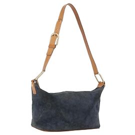 Céline CELINE C Macadam Schultertasche Wildleder Grün Goldfarben