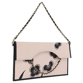 CHANEL Chain Shoulder Bag Canvas Pink Gold CC