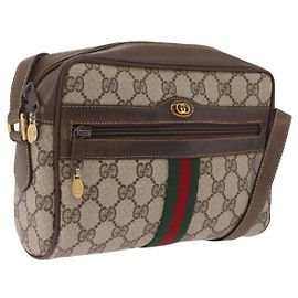 GUCCI GG Supreme Web Sherry Line Bag PVC Beige Gold 904 02 004