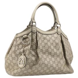GUCCI GG Canvas Guccissima Sukey Handtasche Leder Gold 211944