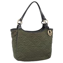 FENDI Bolso de hombro Nylon Green Gold Tone 8BH156