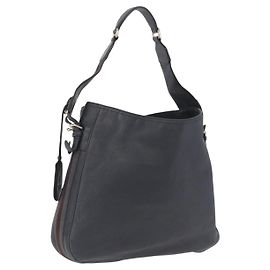 GUCCI Sherry Line Shoulder Bag Leather Gray Silver 247597