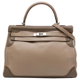 Hermès Beige Swift Ghillies Kelly II Retourne 35
