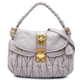 Borsa Satchel Miu Miu in Nappa Matelassé Grigia