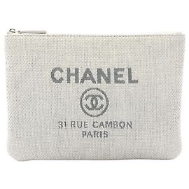 Clutch Chanel Deauville O Case Large in Tweed Grigio