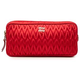 Miu Miu Red Matelasse Nappa Clutch