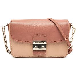 Miu Miu Madras Crossbody in pelle di capra bicolore beige