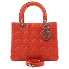 Dior Orange Medium Lambskin Cannage Lady Dior