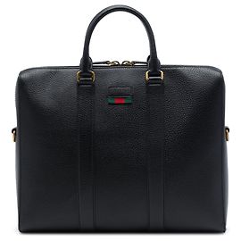 Bolso de Negocios Gucci de piel de becerro negra con Web