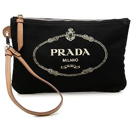 Prada Canapa Logo-Etui aus schwarzem Canvas
