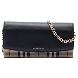Cartera con cadena Henley Burberry en lona House Check beige y piel
