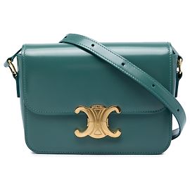 Céline Celine Blue Teen Shiny Calfskin Triomphe Crossbody