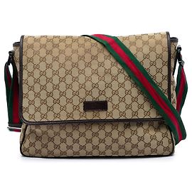 Bolso bandolera Gucci de lona GG beige con solapa Web