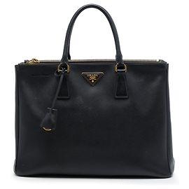 Prada Galleria Double Zip Satchel Large aus Saffiano-Leder in Schwarz