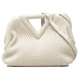 Bottega Veneta The Point Triangle Satchel Small aus weißem Lammleder-Strick