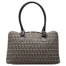 Borsa a tracolla Fendi in tela Zucchino grigia