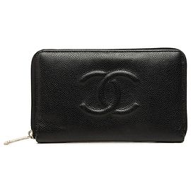 Cartera Organizadora Zip Around Chanel Black CC Caviar