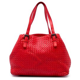 Bottega Veneta Bolso Tote Cesta Medium de Nappa Intrecciato Rojo