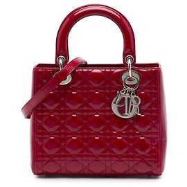 Dior Red Medium Patent Cannage Lady Dior