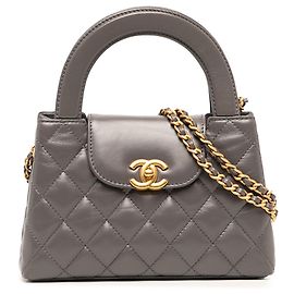 Borsa Chanel Gray Nano Shiny Aged Calfskin Kelly Shopper Bag