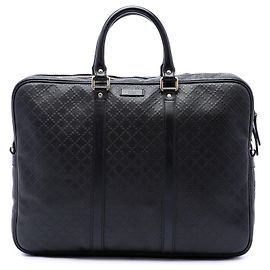 Borsa business Gucci in pelle di vitello nera con diamanti