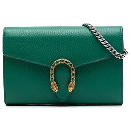 Gucci Dionysus Wallet on Chain aus grünem Kalbsleder