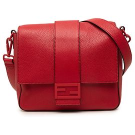 Fendi Baguette Messenger Bag aus rotem Leder, Medium