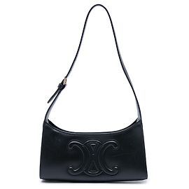 Céline Borsa a tracolla Celine Cuir Triomphe in pelle di vitello liscia nera