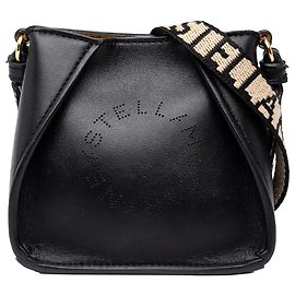 Stella Mc Cartney Stella McCartney Bolsa crossbody em micro couro sintético preto perfurado com logótipo
