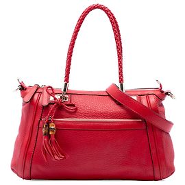 Bolso Satchel Gucci Bella de piel de becerro granulada roja