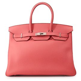Hermès Bolso Hermes Birkin 35 Rose Lipstick de piel Togo