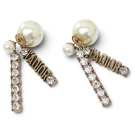 NEUE DIOR TRIBALES HÄNGENDE OHRRINGE J'ADIOR PERLEN STRASS GOLD