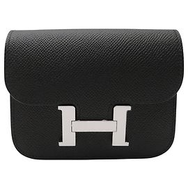 Hermès NUEVO BILLETERA HERMES SLIM CONSTANCE PIEL EPSOM H082060CK NEGRO