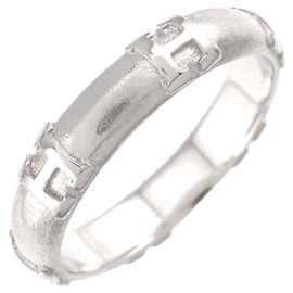 Hermès Anel Aliança Hermes Fedérite em Ouro Branco 18K