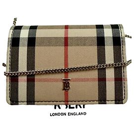 Portafoglio con catena Burberry Haymarket Check