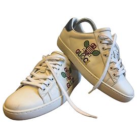 Sneakers in pelle Gucci Ace 'Tennis' con ricami, EUR 36
