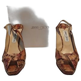 Décolleté Peep-Toe Jimmy Choo in Pitone Rosa Naturale