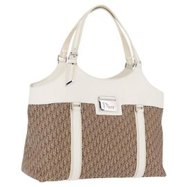 Bolso Christian Dior Trotter Lona Beige Plata